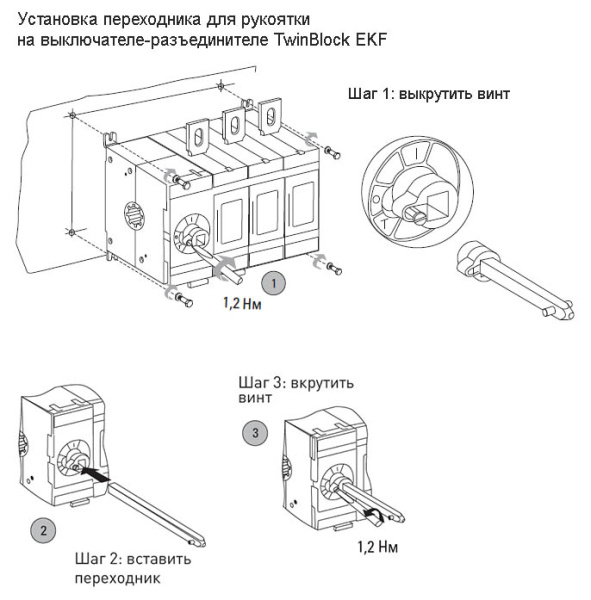 Переходник 280мм 80-250А для рукояток управления TwinBlock EKF