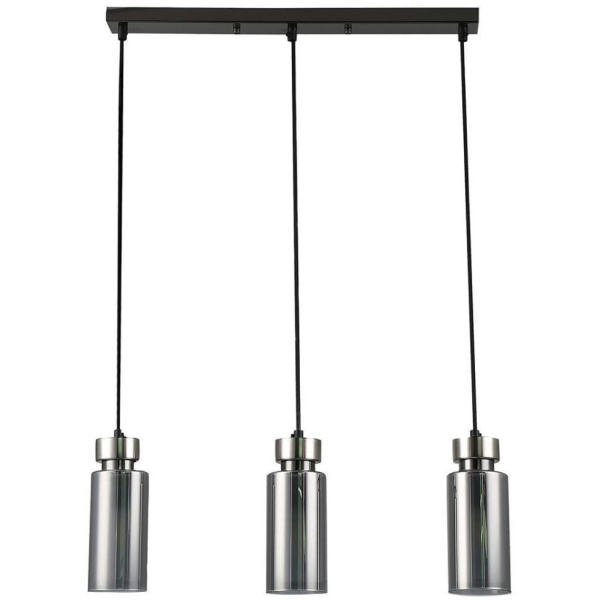 Светильник подвес 3*15Вт E14 никель цилиндр дымчатый 