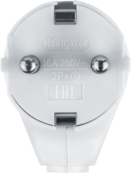 Вилка 16А угловая заземление белый пластик IP20 Navigator аналог3401211