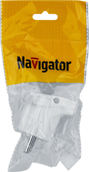 Вилка 16А угловая заземление белый пластик IP20 Navigator аналог3401211