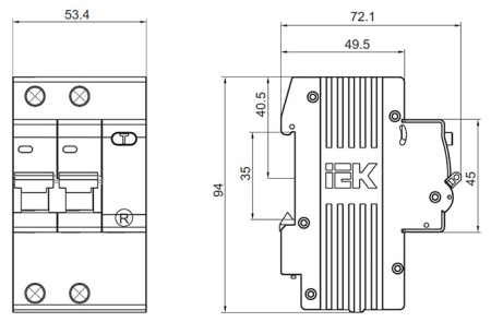 Дифавтомат 2Р 40А C 30мА 4,5кА АД12 3мод IEK