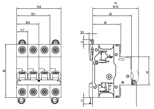 Выключатель нагрузки 2Р 63А S9S Systeme Electric Systeme9